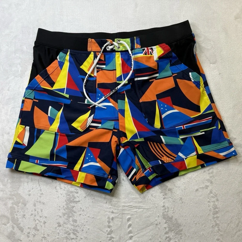 Taddlee Men's Graphic Swim Trunks USA L‎ Stretch Lined Drawstring Shorts